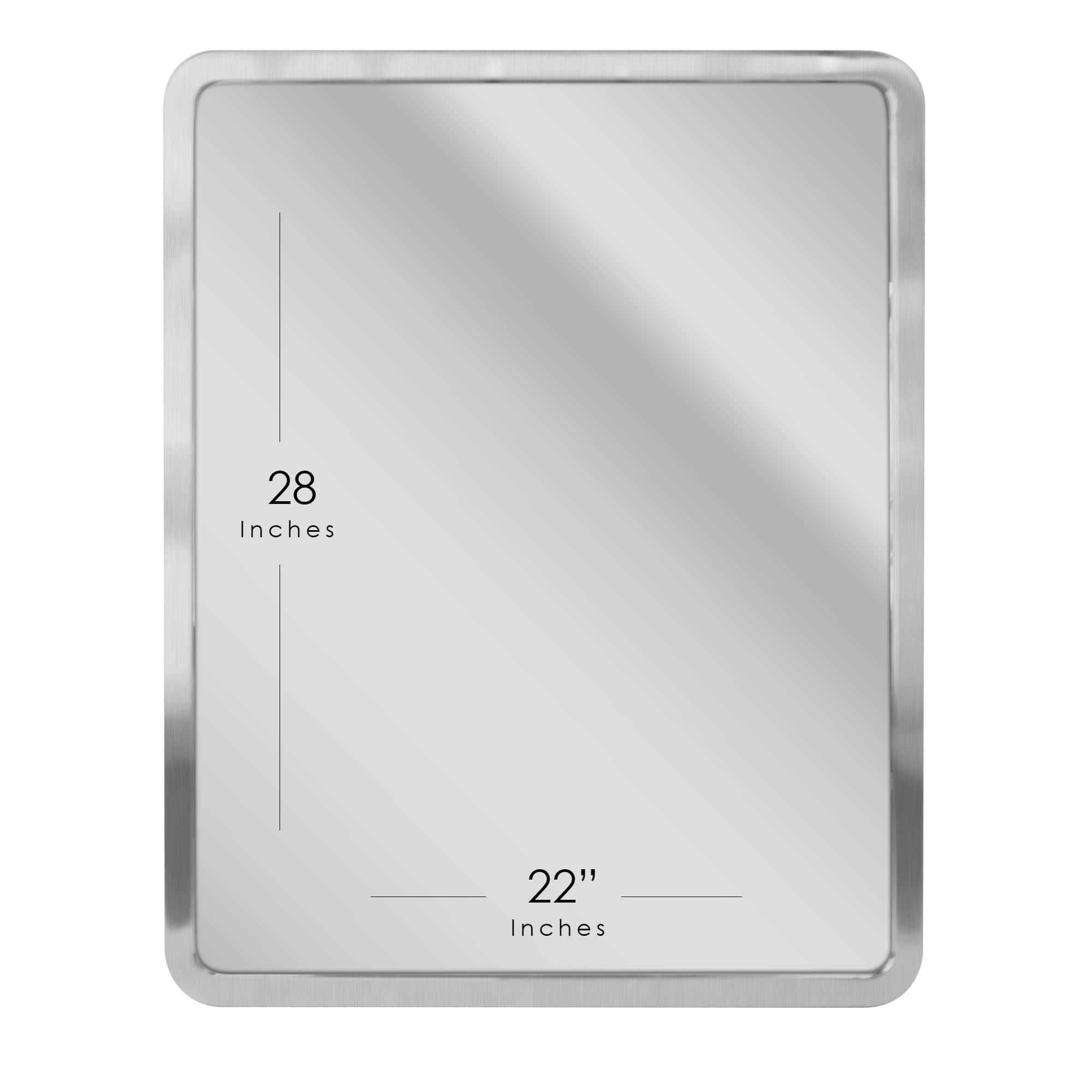 Head West Brushed Nickel 24" x 30" Rounded Edge Framed Accent Vanity Mirror